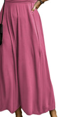 Smocked V-Neck Short Sleeve Dress Casual Dresses - Tophatter Daily Deals