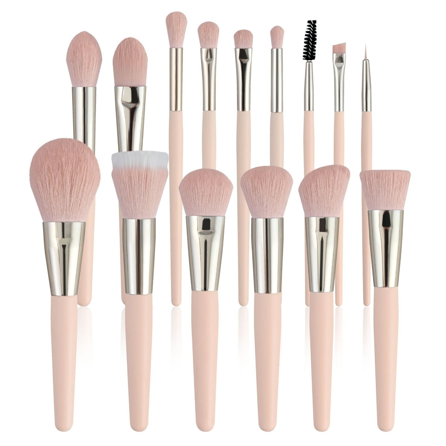 30 PCs Makeup Brush Set Soft Hair Eye Shadow Blush Face Powder Full Set 15 Pink Matte 0 - Tophatter Daily Deals