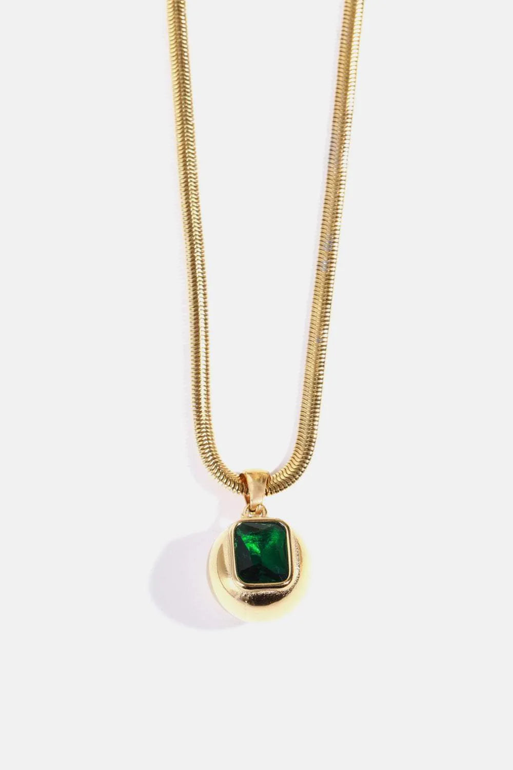 Zircon 18K Gold-Plated Geometrical Shape Pendant Necklace Green One Size Necklaces - Tophatter Daily Deals