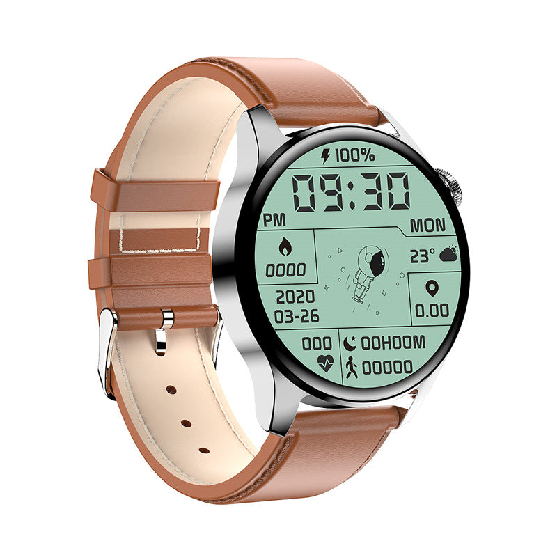 BW0256 Smart Watch Music Play Bluetooth Call Brown leather - Tophatter Daily Deals