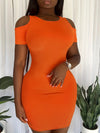 Plus Size Cold Shoulder Short Sleeve Mini Dress Orange Casual Dresses - Tophatter Daily Deals