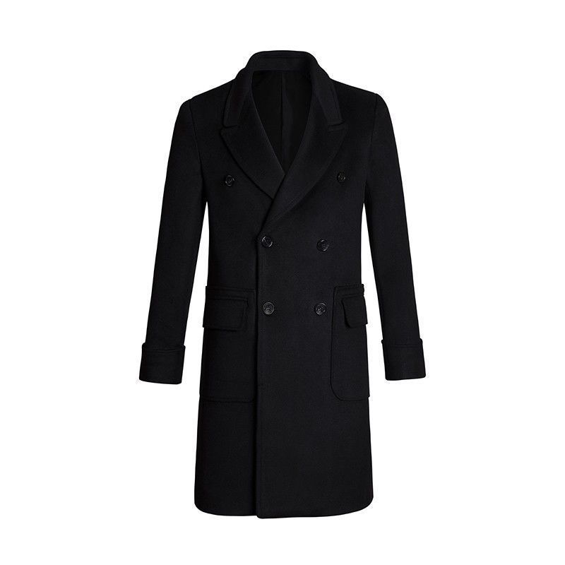 Warm Men's Trench Coat - Slim Double Breasted, Wool, Winter Black 3D Changing Face Moving Picture Frame - Tophatter Daily Deals