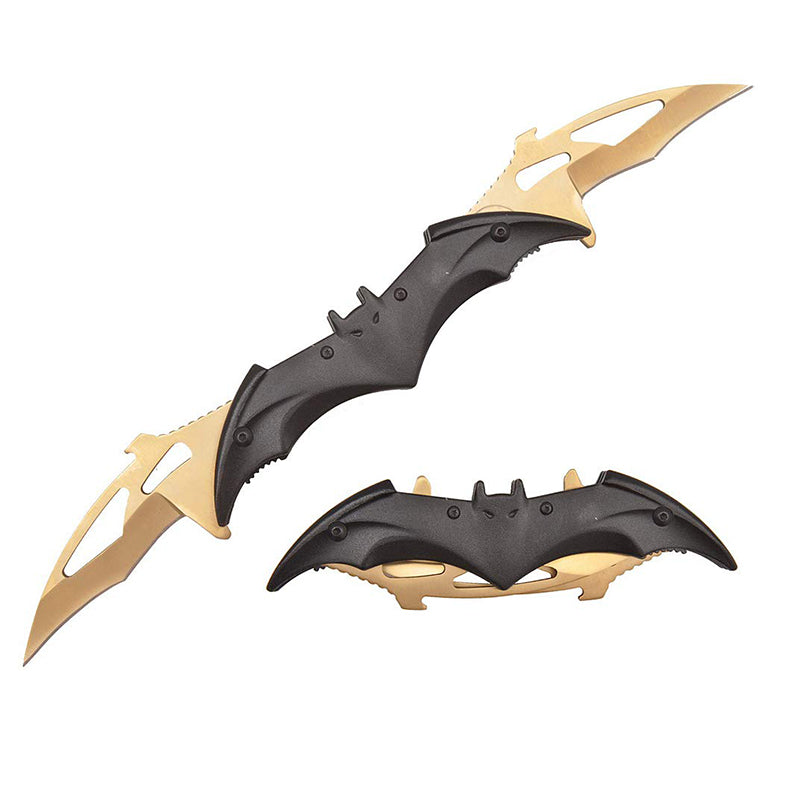 Batman Knife Twin 2 Blade Folding Knife Gold - Tophatter Daily Deals