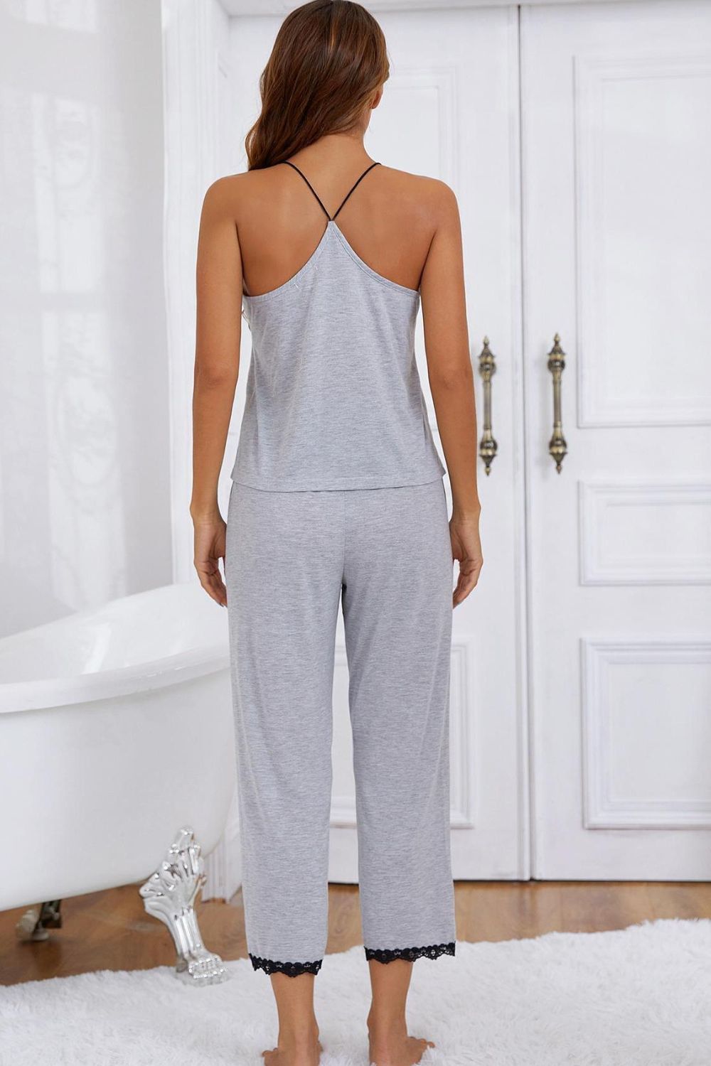 Halter Neck Cami and Lace Trim Pajama Set - Tophatter Deals and Online Shopping - Electronics, Jewelry, Beauty, Health, Gadgets, Fashion - Tophatter's Discounts & Offers - tophatters