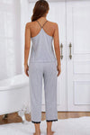 Halter Neck Cami and Lace Trim Pajama Set Loungewear Sets - Tophatter Daily Deals