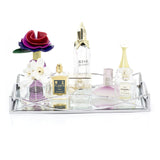 Art Deco Silver Mirrored Display Tray | Perfume Jewellery Cosmetic Organiser | Decorative Metal Double Vanity Dish 35cm Candle Plate - Tophatter Daily Deals