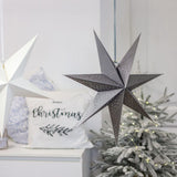 Silver Christmas Star | 7-Pointed Silver Paper Hanging Decoration - 45cm Ornament - Tophatter Daily Deals