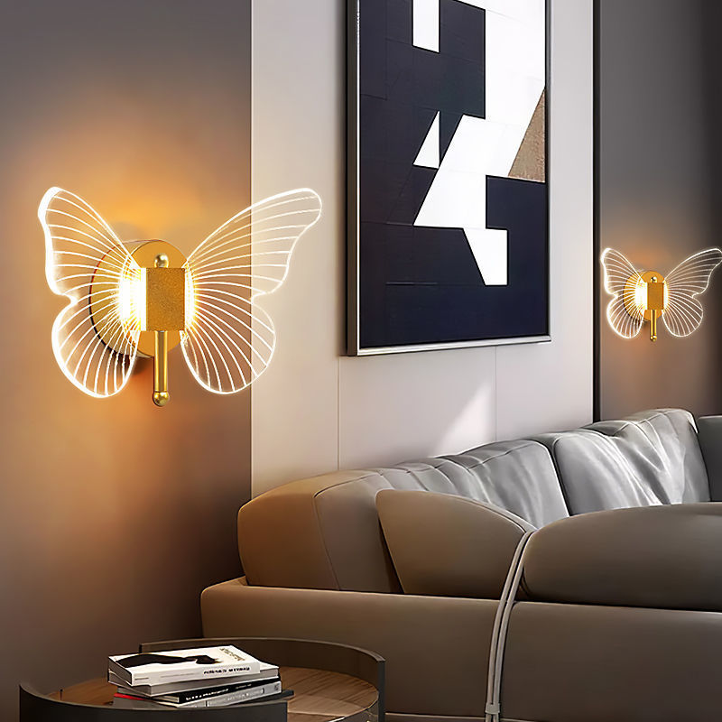 Butterfly Wall Lamp Light Luxury Bedside Warm Decoration 0 - Tophatter Daily Deals