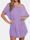 Pocketed V-Neck Short Sleeve Tee Dress Casual Dresses - Tophatter Daily Deals