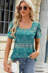 Square Neck Short Sleeve T-Shirt Teal Women's T-Shirts - Tophatter Daily Deals