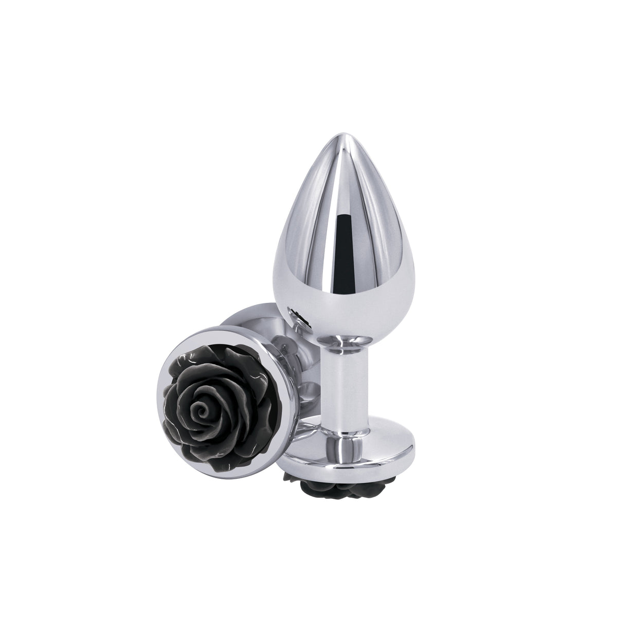 Rear Assets Rose Medium 8.9 cm Metal Butt Plug Black Rose Base > Anal Range > Jewel Butt Plugs - Tophatter Daily Deals