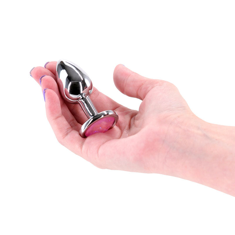 Rear Assets Medium Metal Butt Plug with Pink Gem Base > Anal Range > Jewel Butt Plugs - Tophatter Daily Deals