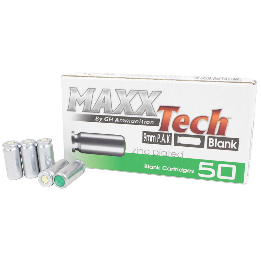 9mm PAK Steel Case, Blank Cartridge, 50 Rounds per Box Collectible Weapons - Tophatter Daily Deals