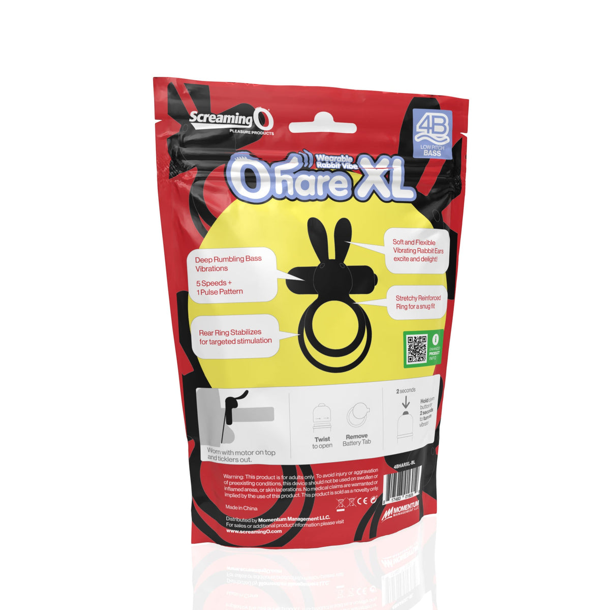 Screaming O 4B Ohare XL Black – Powerful Deep Rumbling Vibrations > Cock Ring > Vibrating - Tophatter Daily Deals
