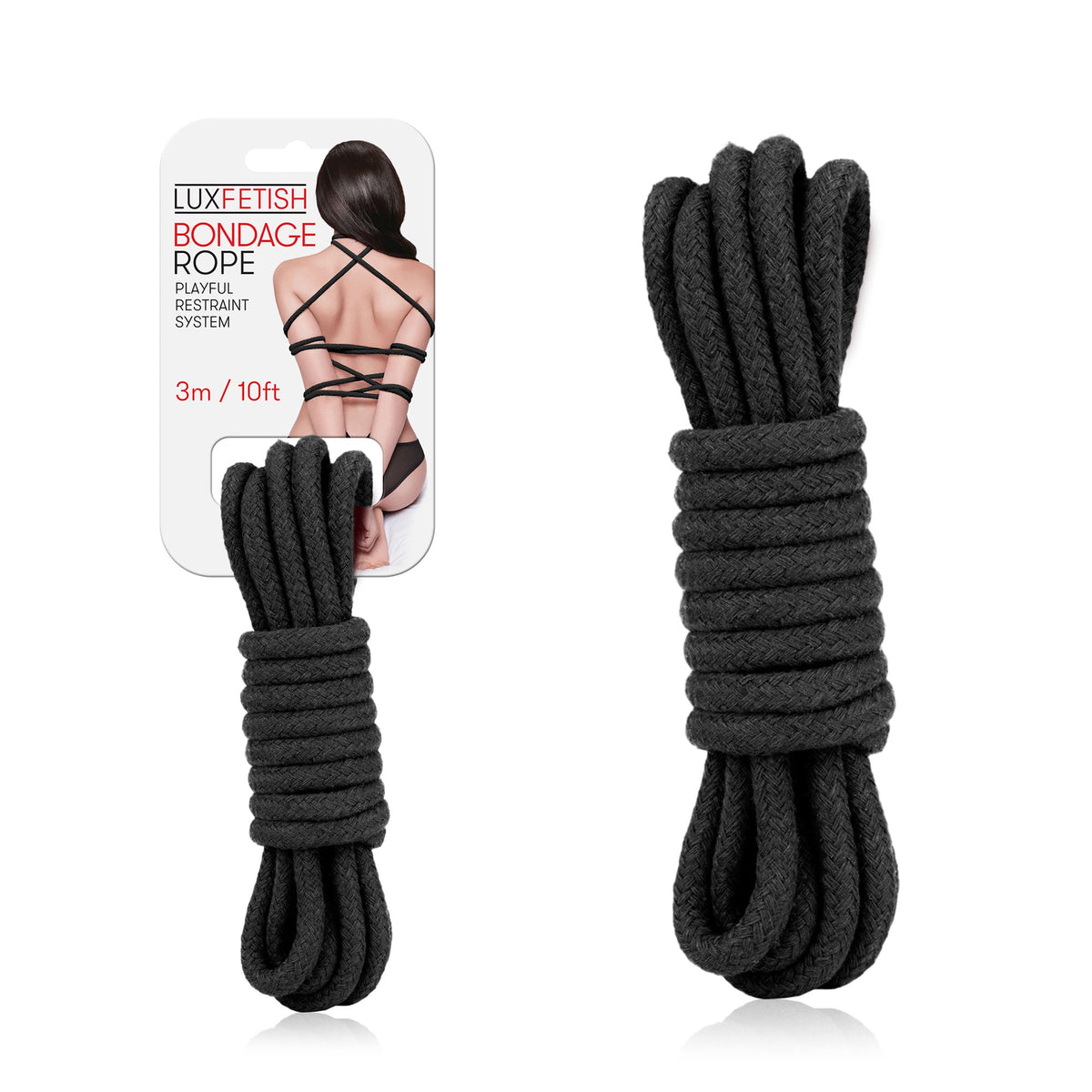Lux Fetish Bondage Rope 3 Meter 10 Feet Soft Cotton Black > Bondage Gear > Rope - Tophatter Daily Deals