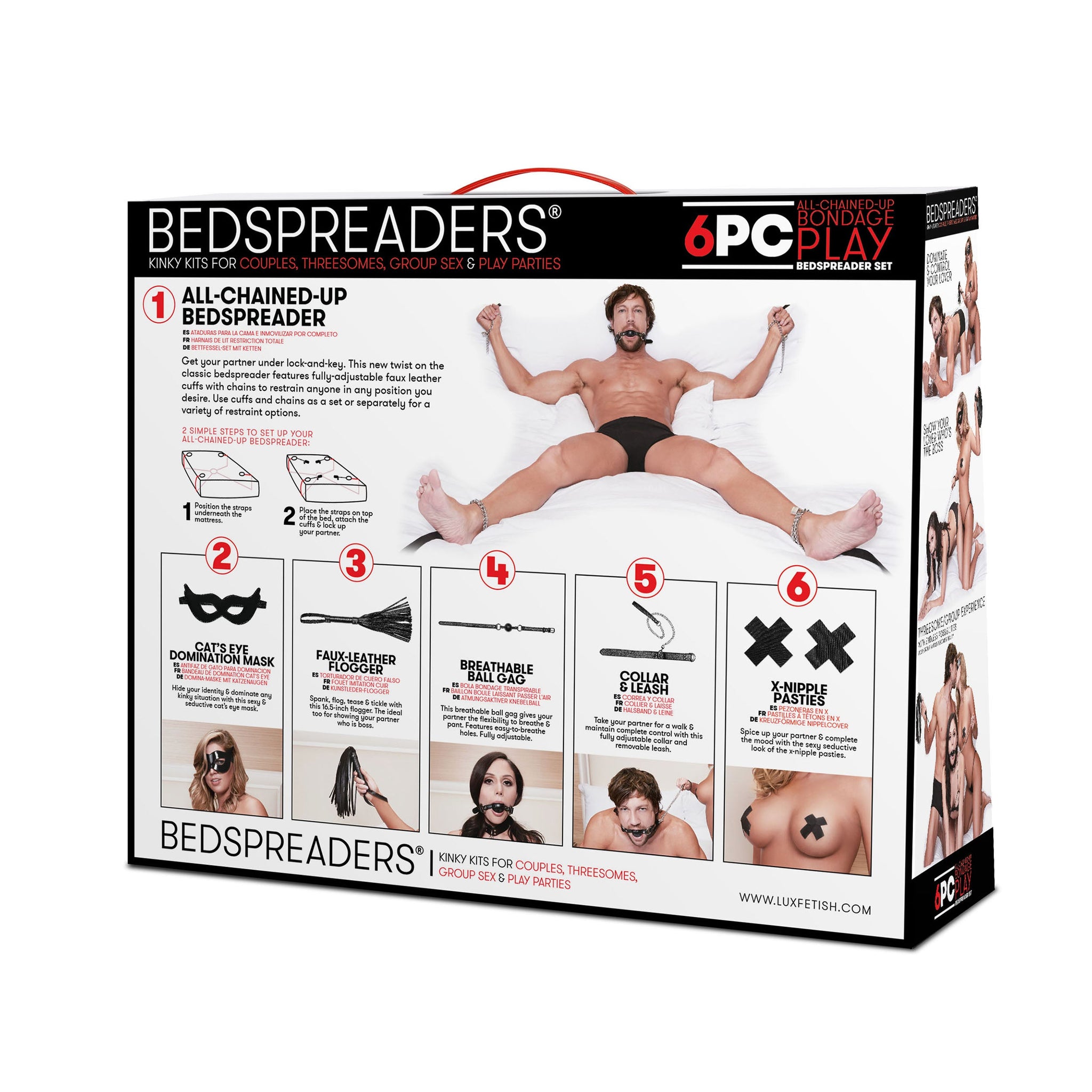 Lux Fetish Master-Slave Domination Chain-Me-Up 6PC Black Bedspreaders Set > Bondage Gear > Bondage Kits - Tophatter Daily Deals