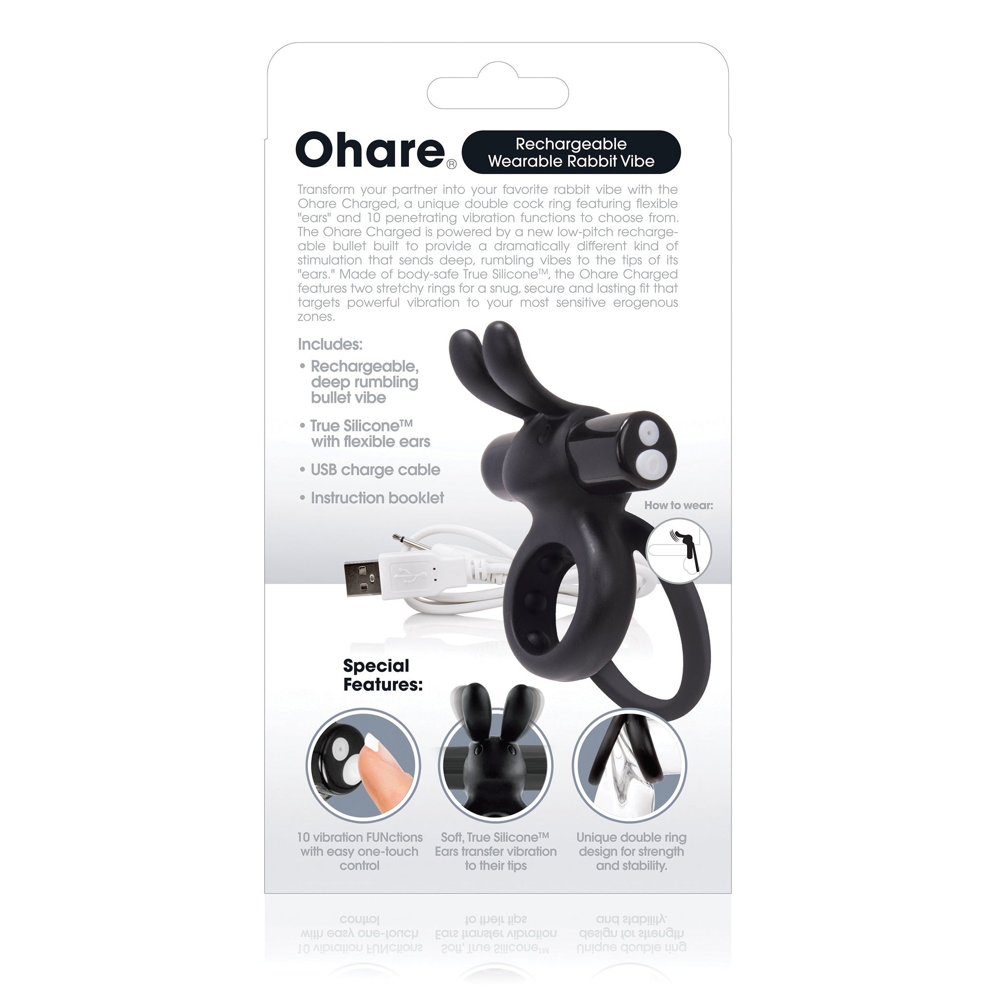 Charged Ohare – Rechargeable Double Cock Ring Rabbit Vibrator > Sex Toys > Couples Toys - Tophatter Daily Deals