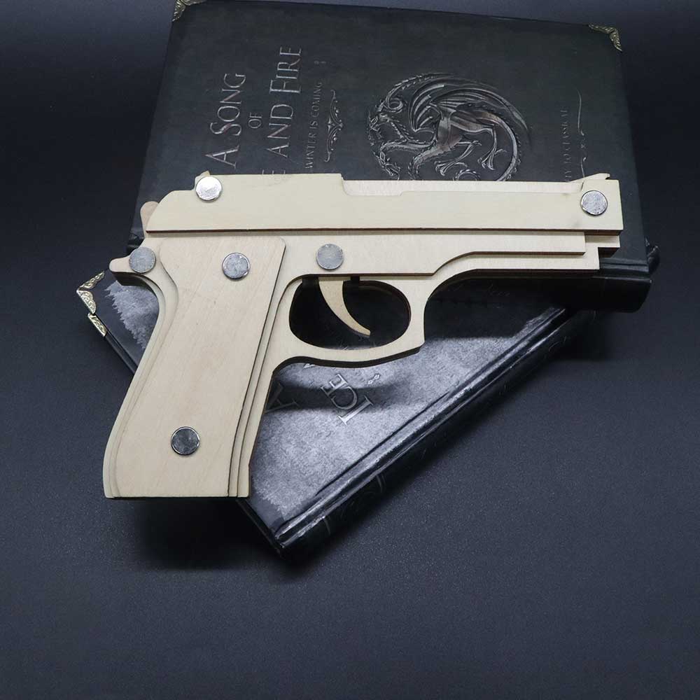 Assembled M92F Wooden Rubber Band Gun - Tophatter Daily Deals