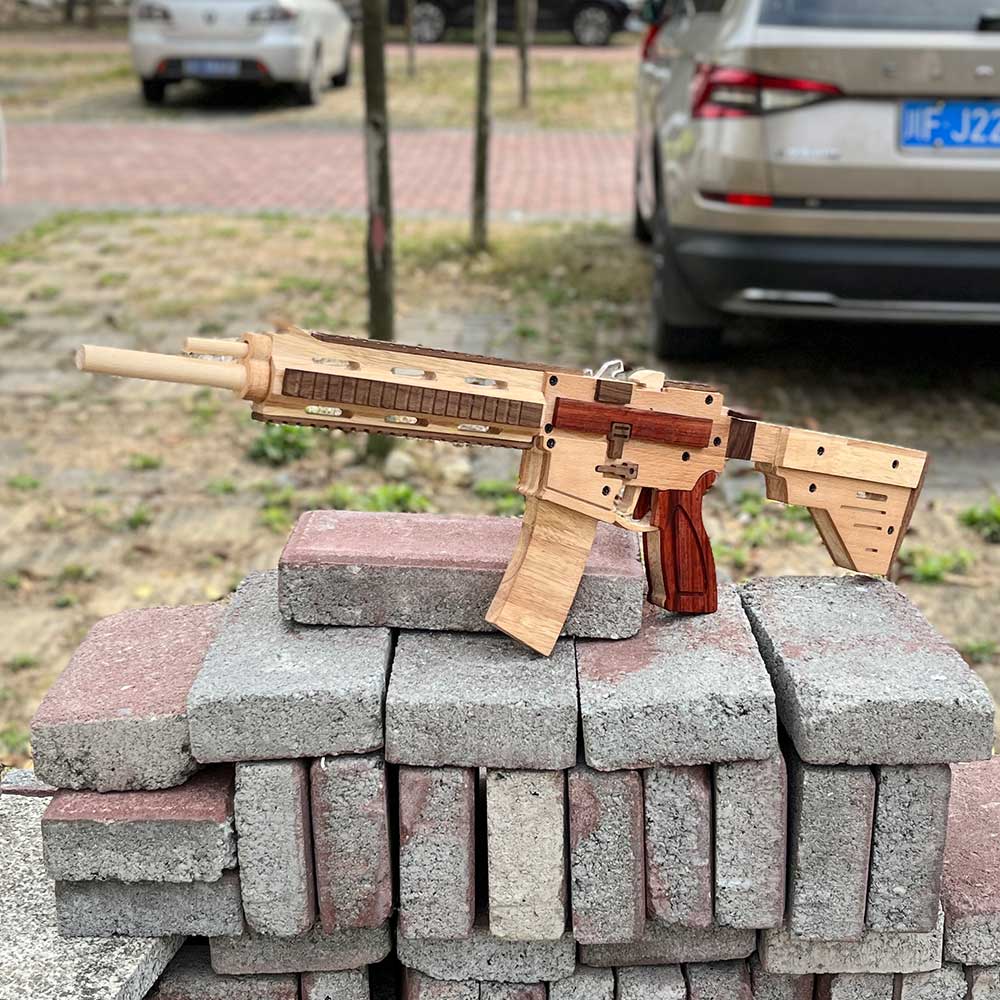 M416 Wooden Rubber Band Gun Model Kit - Tophatter Daily Deals