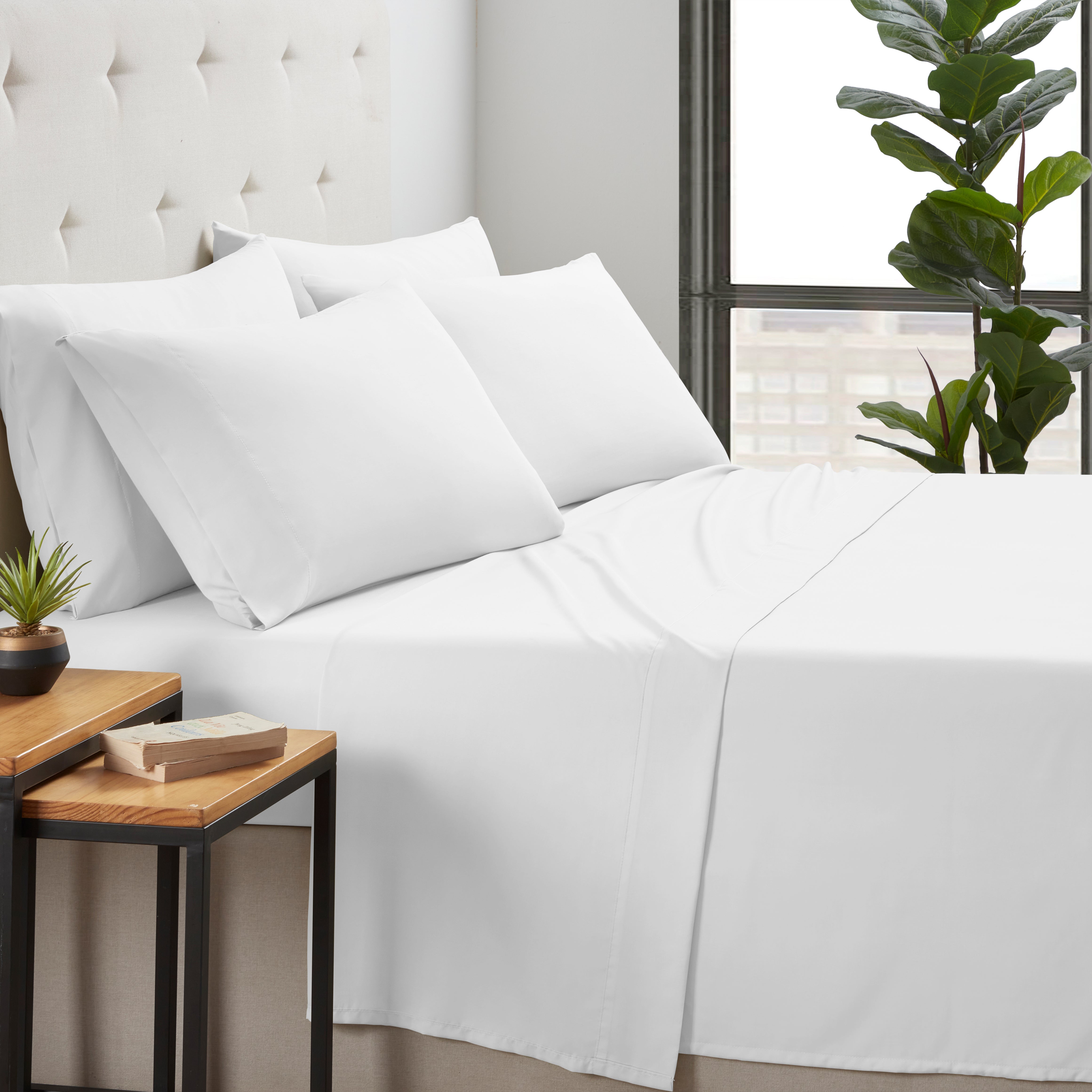 Kathy Ireland 6 Piece Bamboo Cooling Sheet Set White Bedding - Tophatter Daily Deals