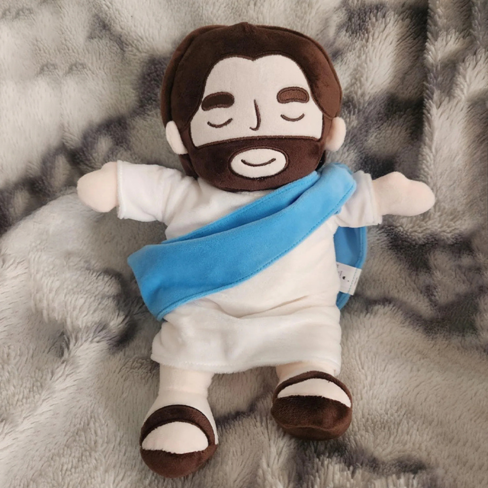 Soft Soothing Breathing Jesus Plushie for Kids Bedtime Blue - Tophatter Daily Deals