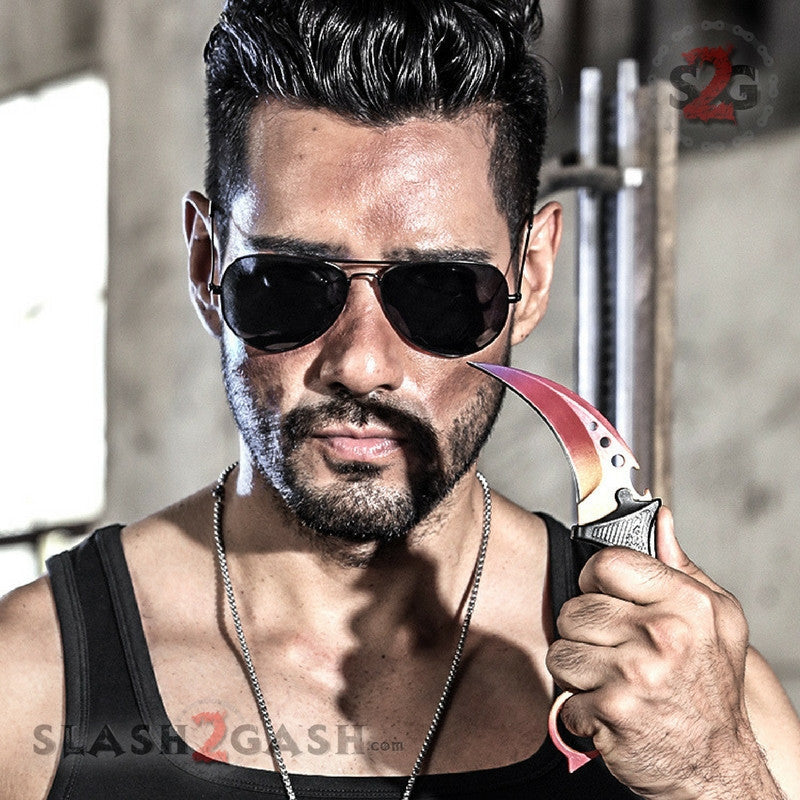 CSGO Radiant Karambit Full TANG Tactical Claw Neck Knife ELITE ver Knife-Fixed - Tophatter Daily Deals