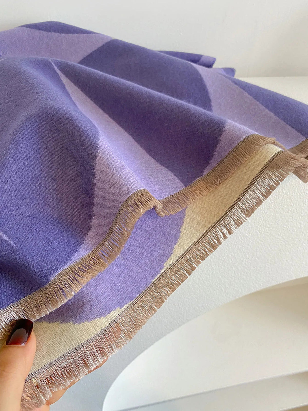 Oversized Womens Scarf - Reversible Geometric Cashmere - Tophatter Daily Deals