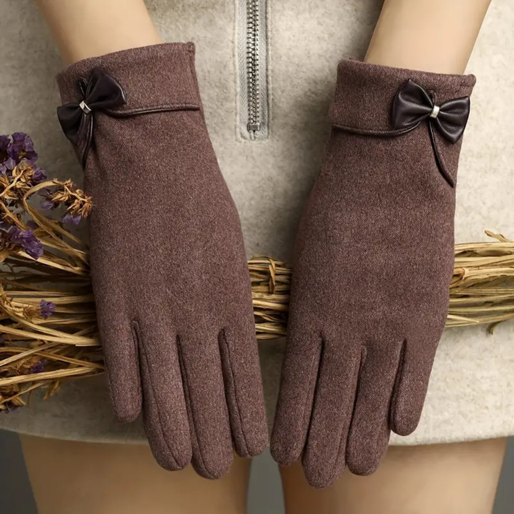Warm Womens Touchscreen Gloves - Short Fitted Suede Winter - Tophatter Daily Deals