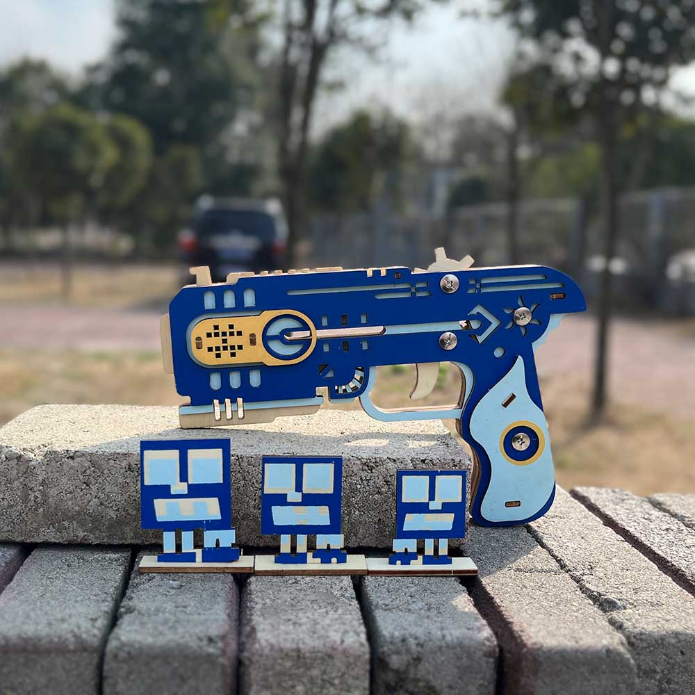 Wooden Kit Training Dragon Rubber Band Pistol Model Kit - Tophatter Daily Deals