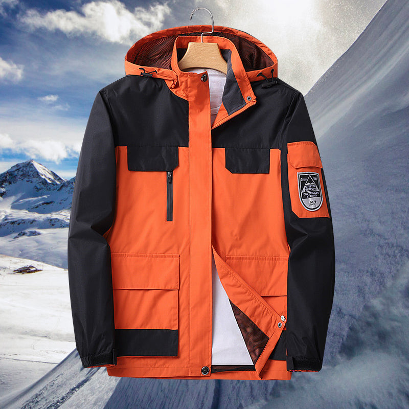 Waterproof Men's Rain Jacket - Hooded Colorblock, Packable - Tophatter Daily Deals