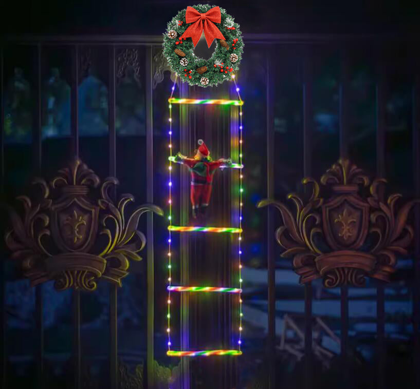 Climbing Santa LED Ladder Lights - 1m Festive Holiday Decoration for Indoor & Outdoor Use, 8 Lighting Modes, Remote Controlled Seasonal Decor - Tophatter Daily Deals