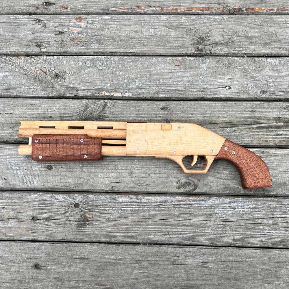 Assembled M37 Shotgun Rubber Band Wooden Replica Gun - Tophatter Daily Deals