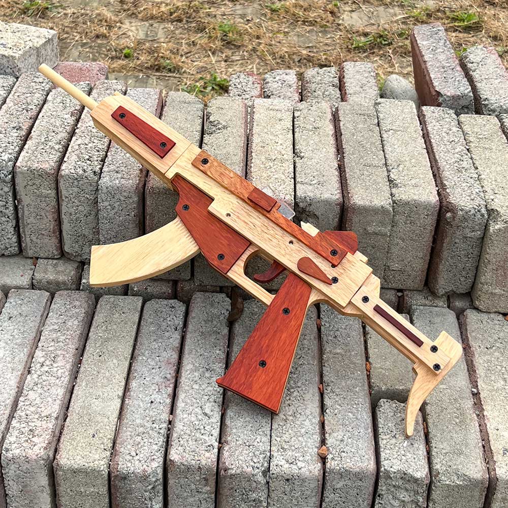 Solid Beech Wood MP5 SMG Replica Rubber Band Gun Model Kit - Tophatter Daily Deals