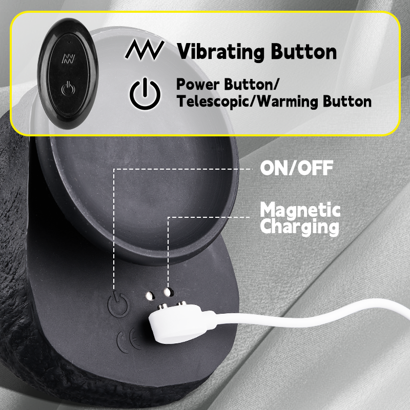 Acmejoy- 3 Thrusting 9 Vibration Heating Big Brown Dildo Tattooed Men Dildos - Tophatter Daily Deals