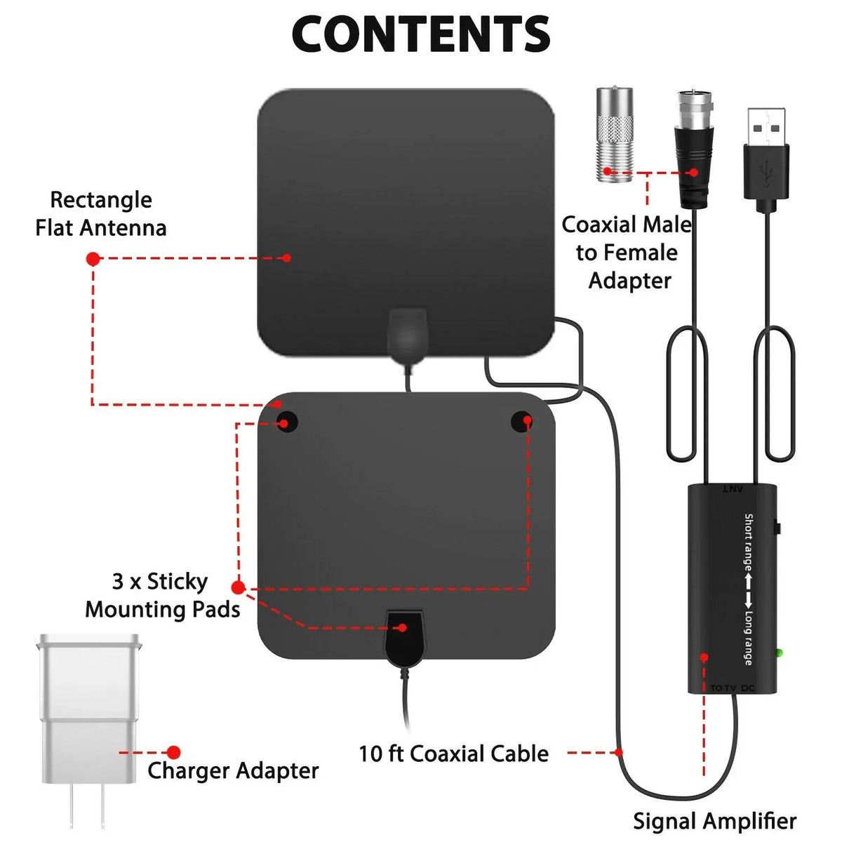 HDTV Antenna 300 Mile Indoor Amplified Fall 2025 Boost - Tophatter Daily Deals