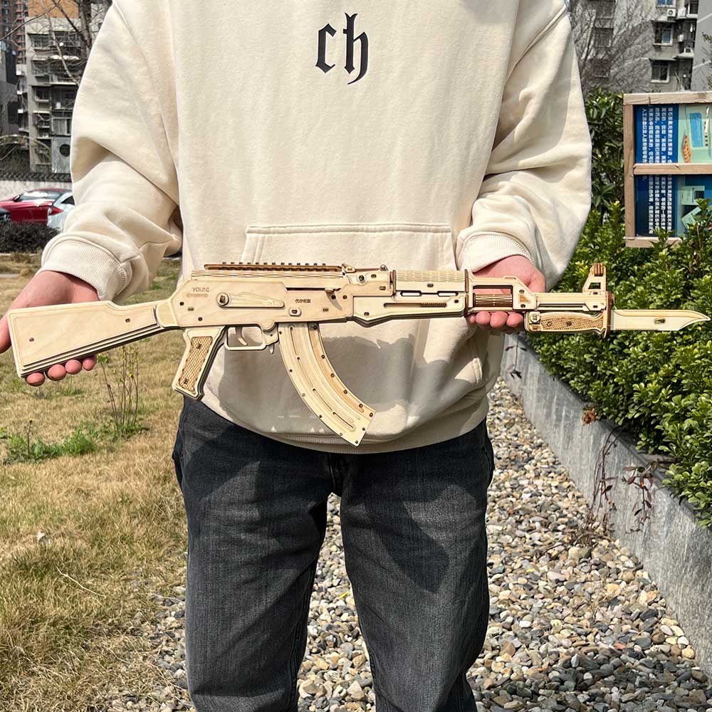 AK47 Wooden Rubber Band Replica Gun Model Kit - Tophatter Daily Deals