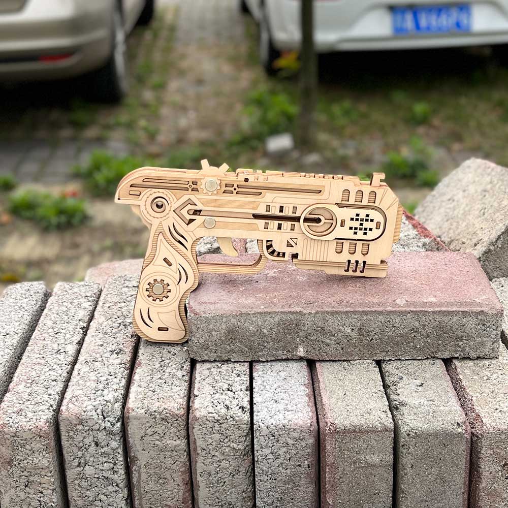 3D Wooden Kit Training Dragon Rubber Band Pistol Model Kit - Tophatter Daily Deals