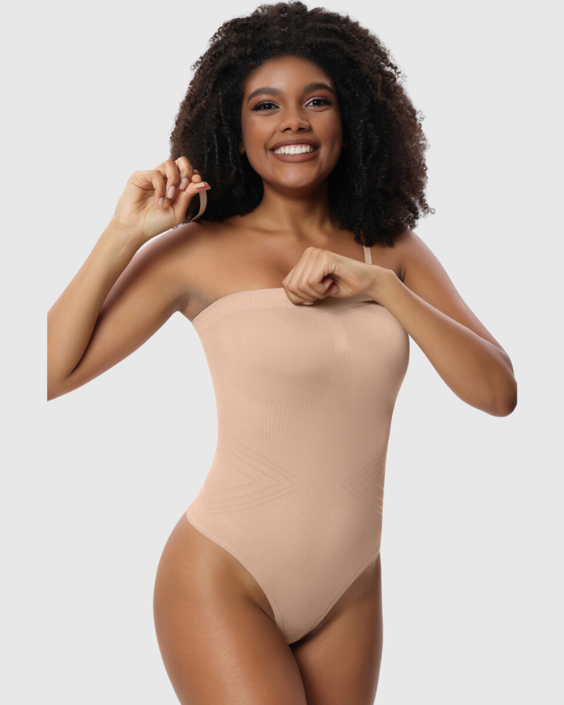 Revenge Body Strapless Snatched Bodysuit Beige Bodysuit - Tophatter Daily Deals