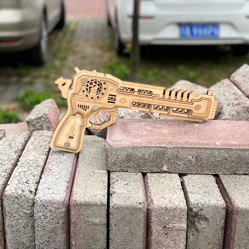 3D Gun Puzzle Wooden Rubber Band Gun Model Kit - Tophatter Daily Deals