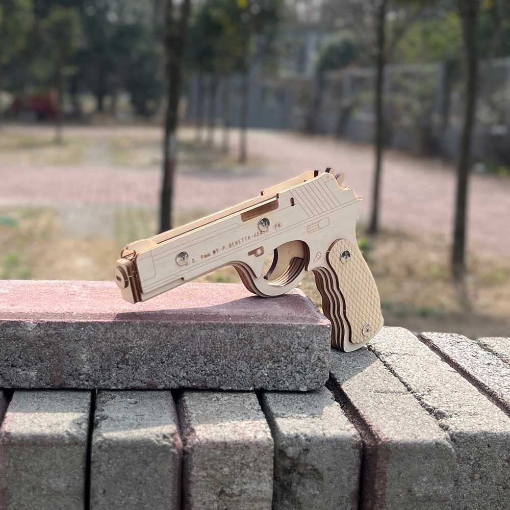Assembled Beretta Wooden Rubber Band Gun Model Kit - Tophatter Daily Deals