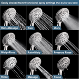 9-Spray Handheld Shower Head Set with Hose and Shower Arm Mount Home Improvement - Tophatter Daily Deals