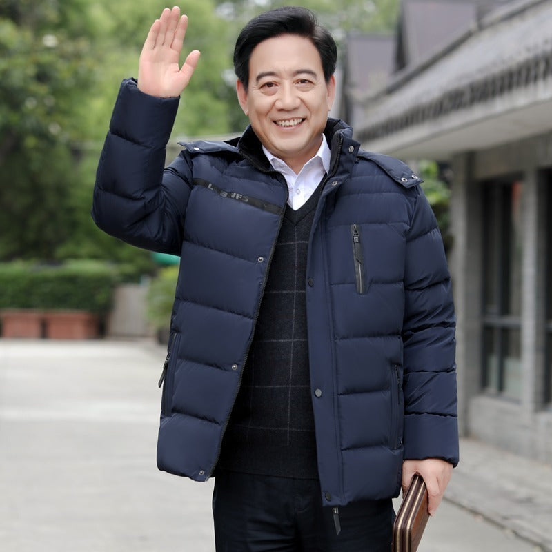 Insulating Men’s Padded Coat - Mid-Length, Fleece Lined 0051 Navy Blue 3D Changing Face Moving Picture Frame - Tophatter Daily Deals