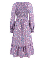 Smocked V-Neck Tie Belt Dress Casual Dresses - Tophatter Daily Deals