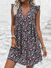 Printed V-Neck Cap Sleeve Mini Dress Casual Dresses - Tophatter Daily Deals