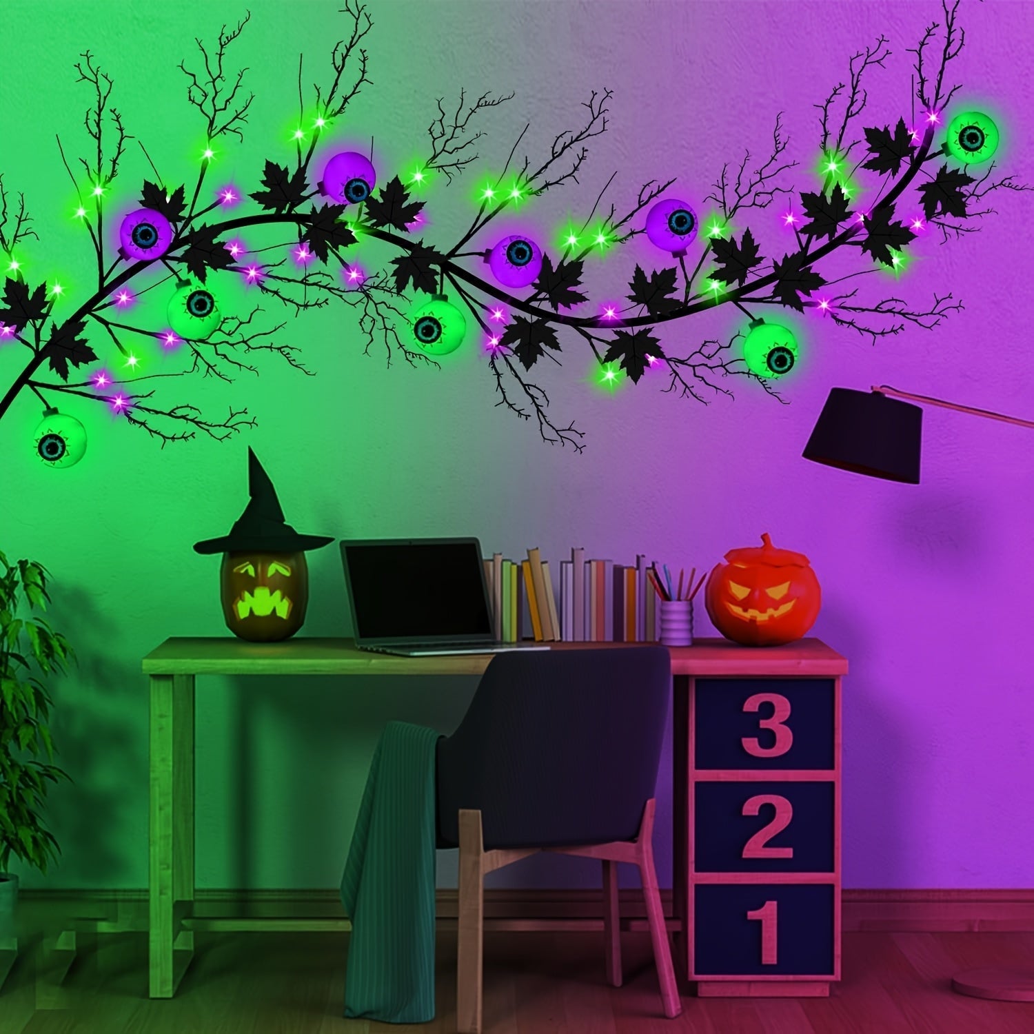 Halloween Willow Vine Garland with 54 LED Lights Halloween - Tophatter Daily Deals