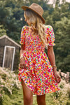 Smocked Sweetheart Neck Flounce Sleeve Mini Dress Multicolor Casual Dresses - Tophatter Daily Deals