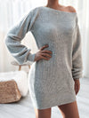 Rib-Knit Mini Sweater Dress Casual Dresses - Tophatter Daily Deals