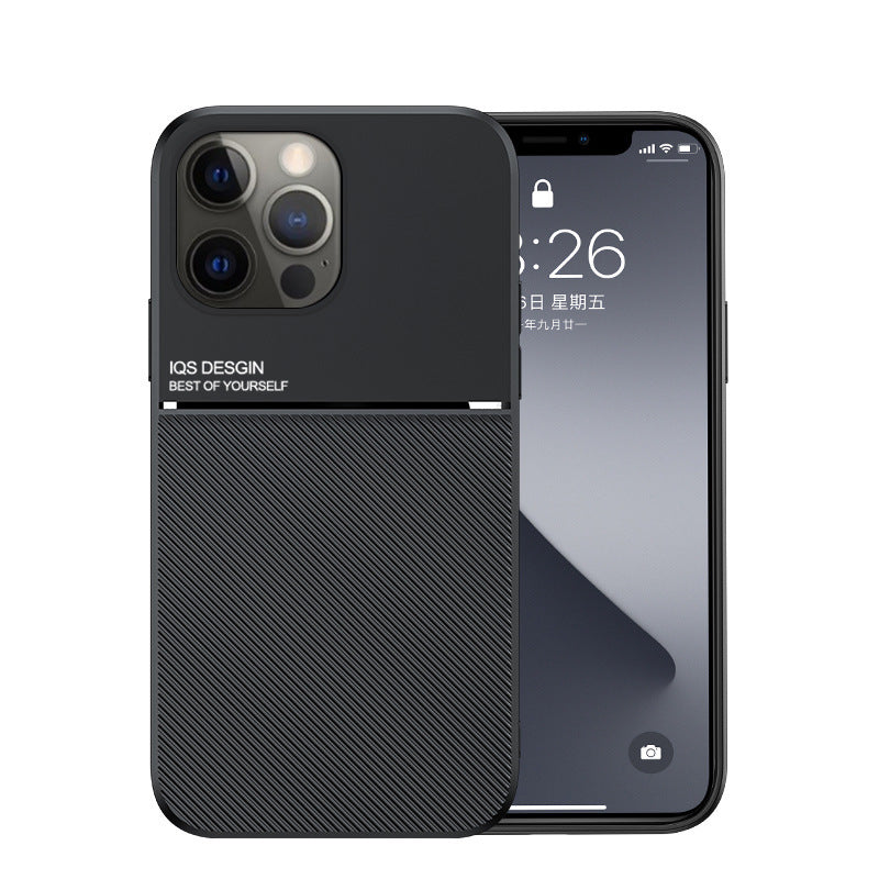 Built-in Magnetic Frosted Shockproof Phone Case Black 0 - Tophatter Daily Deals