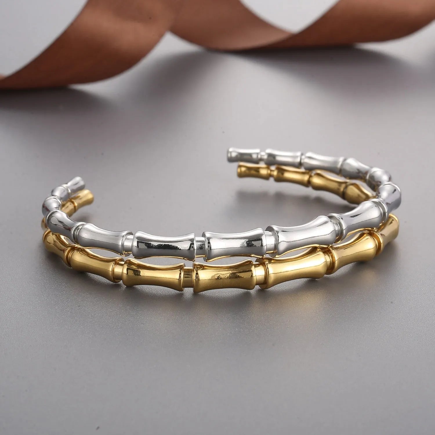 Stainless Steel Bamboo Shape Bracelet Bracelets - Tophatter Daily Deals