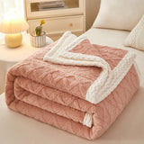 Blanket Double Thickened Warm Coral Fleece Sofa Blanket Meat powder 0 - Tophatter Daily Deals